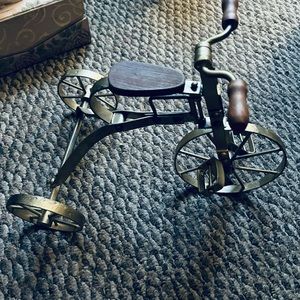Vintage Miniature Steel and Wood Tricycle “Gold and wood”